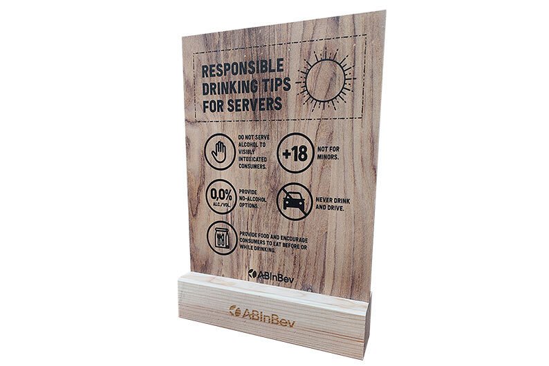 chevalet de table bois ABinBev