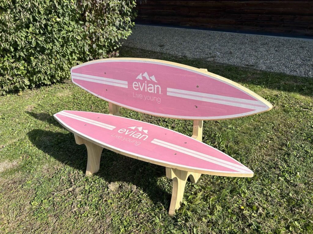 Productions sur mesure d'un banc Evian
