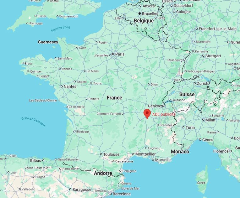 À propos de la localisation d'ADE qui se trouve en Isère, en France.