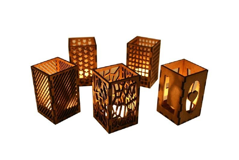 photophore lampe bois